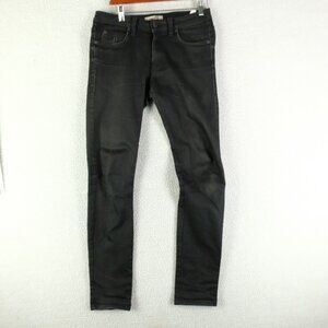 Naked And Famous Jeans Mens 30X32 Black Power Stretch Skinny Guy Whiskers